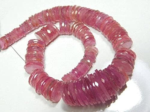 BEADS GEMSTONE 220 carat-AAA-Ruby Micro Cut Flat Big Tyre Shape Rondelles -7.50 Inch Long Strand-Stones measure- 6-14mm Code-HIGH-5956