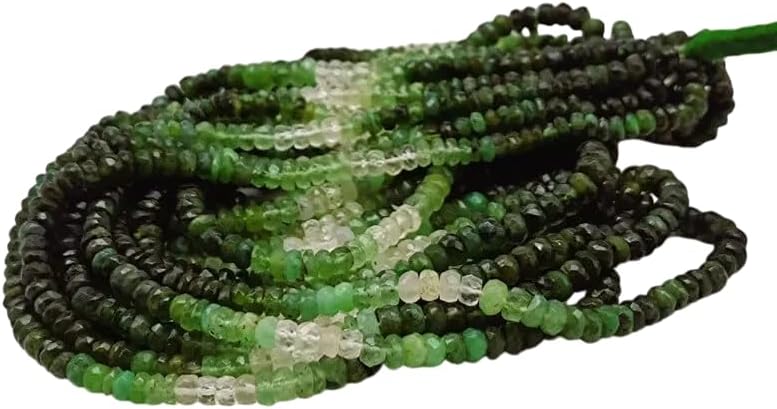 Natural Emerald Faceted Rondelle Beads Shaded Beads 4X 4.5mm 17 inch