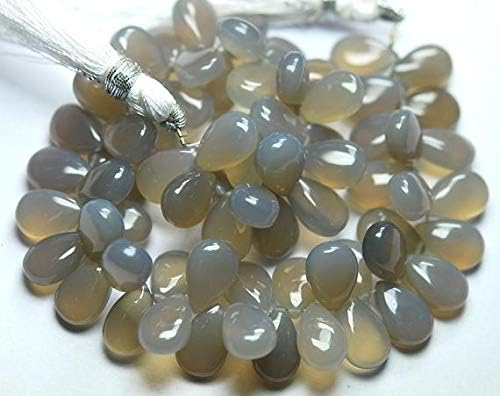 7 Inch Strand,Super Finest Grey Chalceny Smooth Pear Briolettes,8x12mm Large Size Code-HIGH-56960