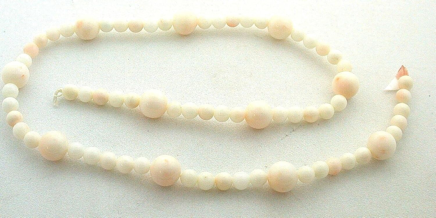 7.9mm & 4.5mm Round Italian Angel Skin Coral 14 Inch Bead Strand ICSC23/31725