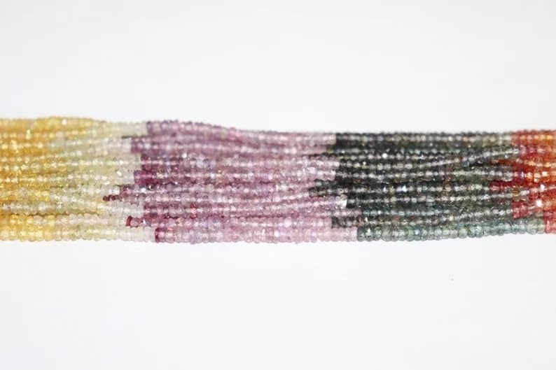 Multi Sapphire Faceted Rondelle Beads 3.5 mm Multi Beads Multi Rainbow Beads Multi Sapphire Beads Wholesale Beads