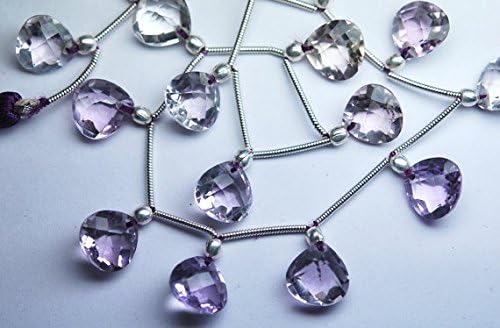 2 Matched Pairs, AAA Quality Pink Amethyst Front Drilled Faceted Heart Briolettes Size 10x10mm