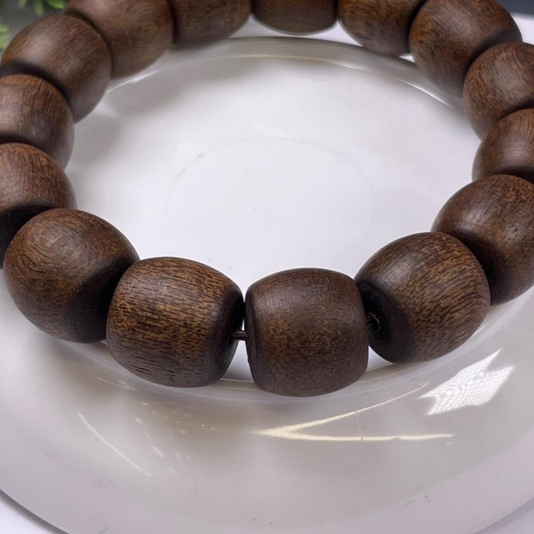 Hainan White Aquilaria Agallocha Agarwood 15mm*15 Beads in Barrel Shape Honey-Sweet and Cool Scent Sink-in-Water Grade