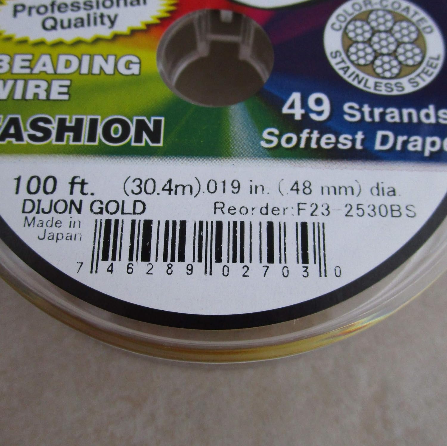 Accuflex Gold Beading Wire .019 Inch 49 Strand 100 Feet