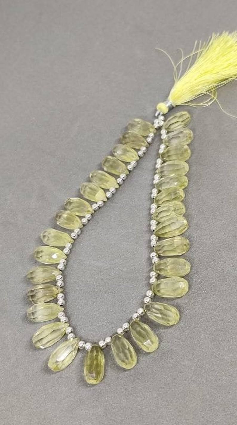 Natural Lemon Quartz TEardrop Faceted Beads 7.5 to 15.5 Mm 9 inch long string jewelry making gemstone beads for necklace bracelet