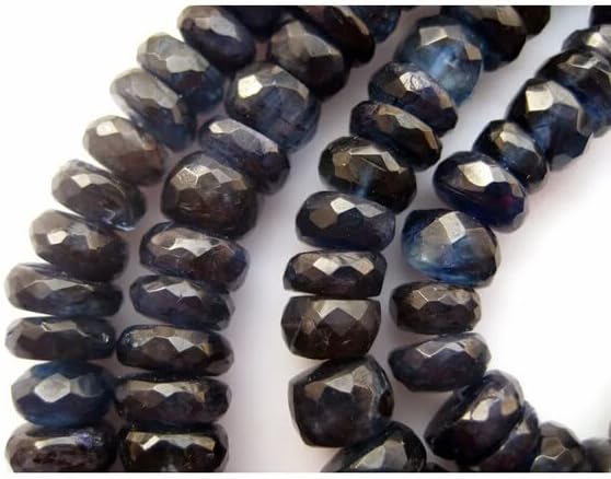 BEADS GEMSTONE 1 Strand Natural Kyanite Beads, Faceted Rondelle Beads, Faceted Kyanite, 13mm To 7mm Each, 15 Inch Code-HIGH-16839