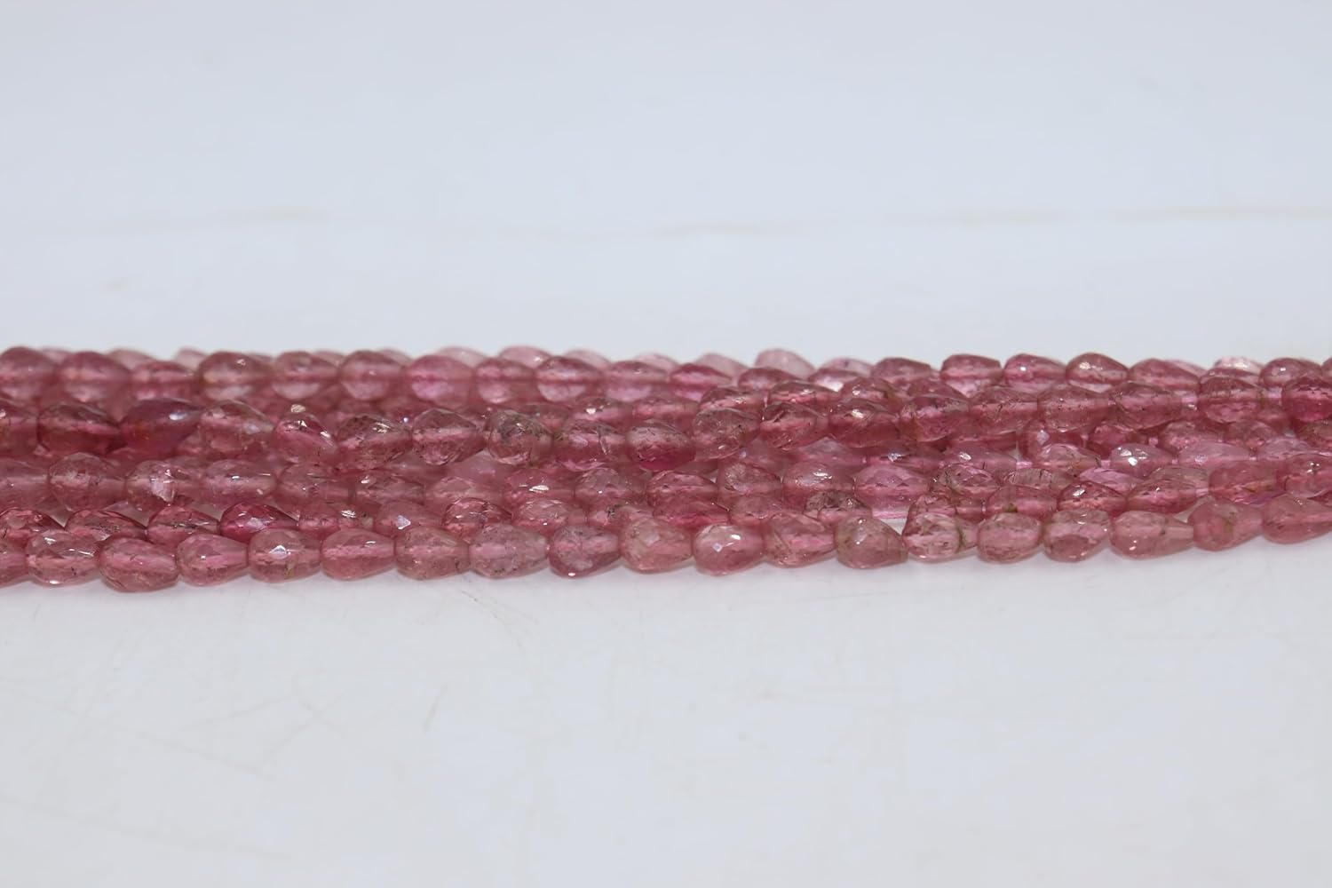 Natural Pink Tourmaline Faceted Drop Beads, AAA+ Quality, 5x7mm Size, Crystal Gemstone Strand for Jewelry Making