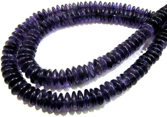 13 inch Strand of Natural gem Amethyst, 6-10mm Button Smooth Beads for DIY Jewelry Making. | Beads_03882