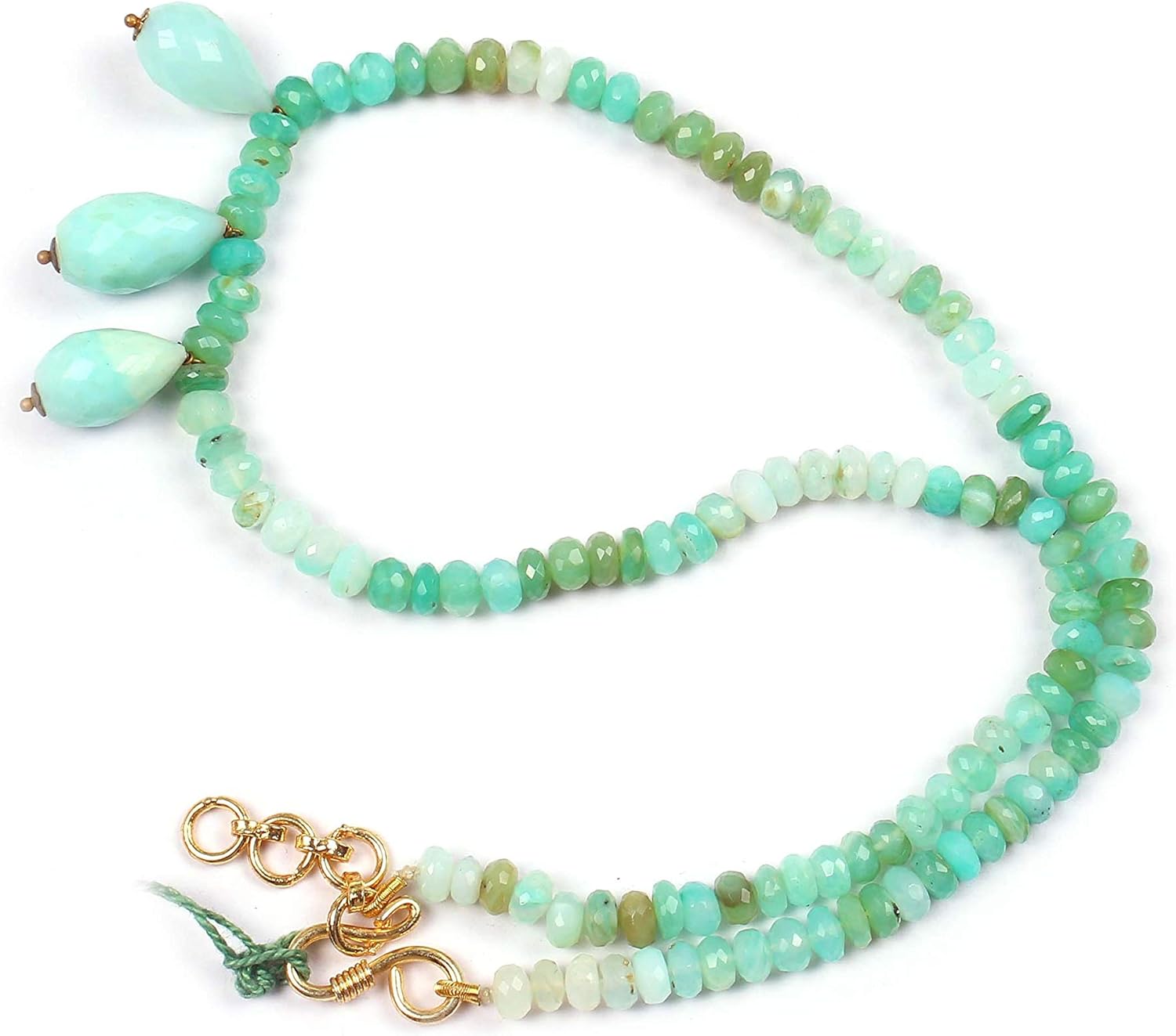 Natural Gemstone Blue Opal Faceted rondelle Beads Necklace for Women | 17 inch Gemstone Necklace|5 mm Loose Beads for Jewelry Making | Healing Beads Necklace