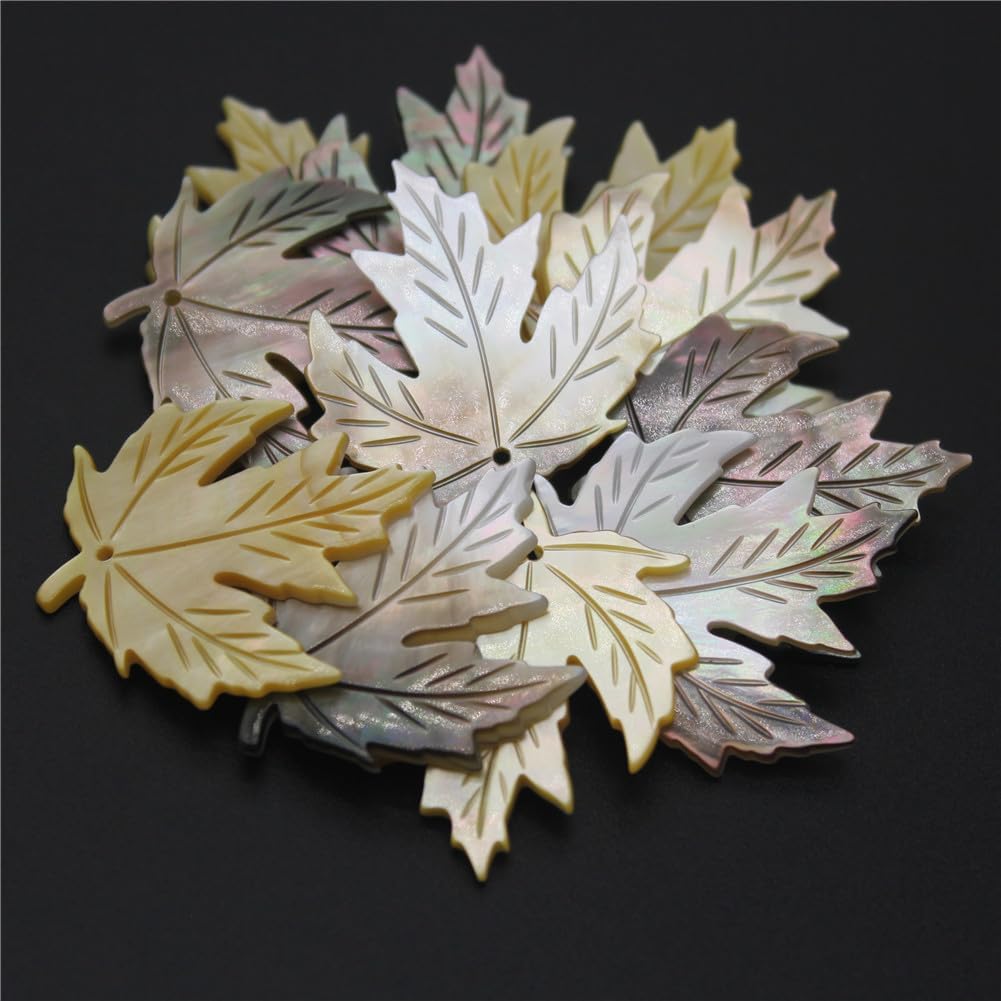 Natural Mop Seawater Shell Beads Maple Leaf Shaped Pendant for Jewelry Making DIY Necklace Earring Bracelet 30X33mm1 10 Pieces