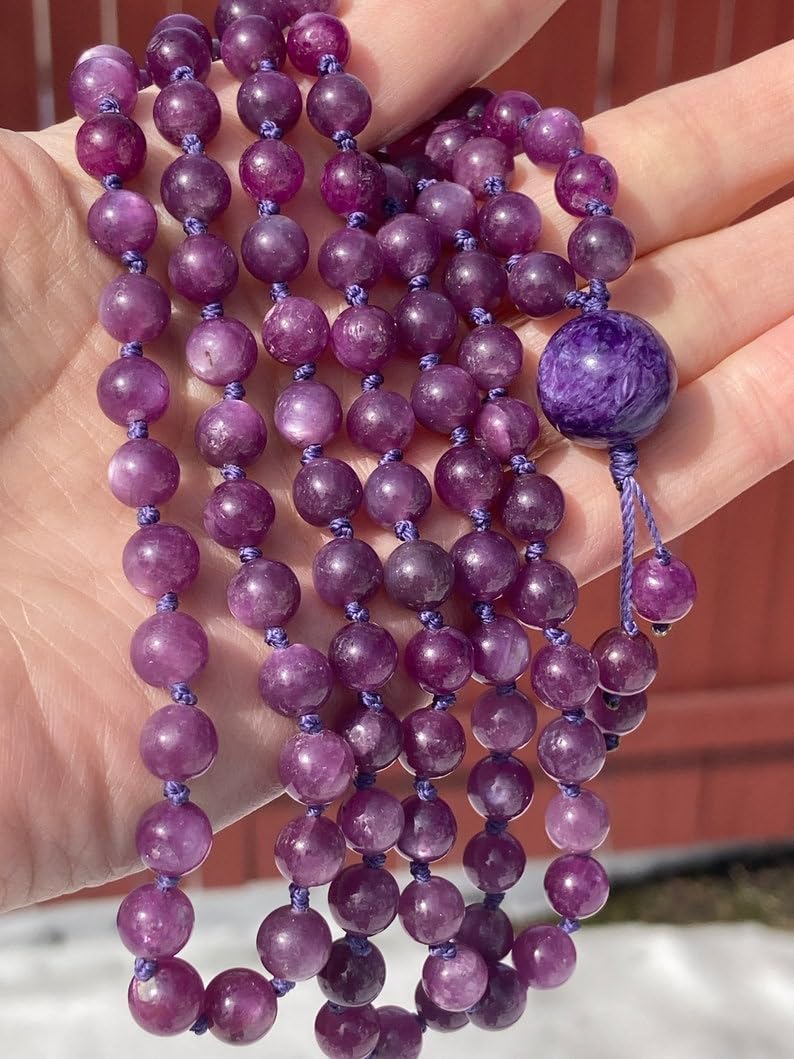 Natural Ruby 8mm 108 Mala Beads, Spiritual, Meditation Beads, Reiki, Japa Mala, Buddhist Prayer Beads, Yoga Bracelet, healing beads LKMALA-RRGU-2984