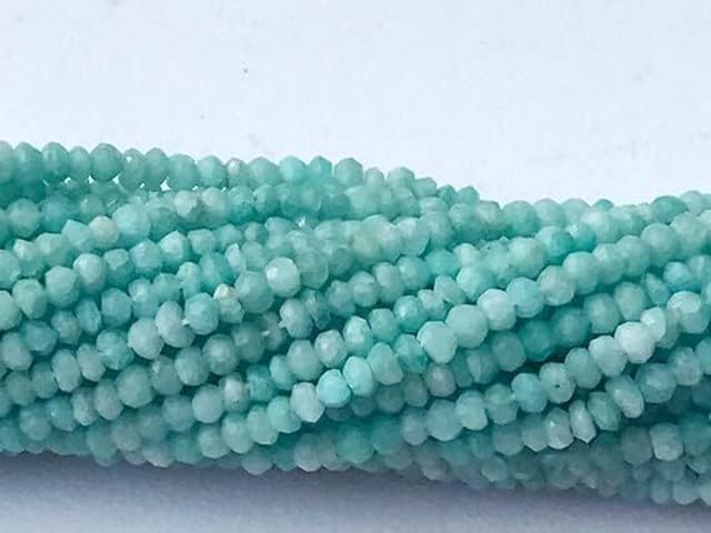 Natural Amazonite Faceted Rondelles, Tiny Beads 3mm 13 Inch lot of 10 Strands CHIK-STRD-95754