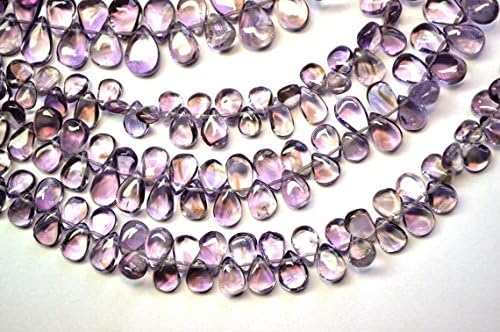 13 inch natural beads strand of 6x9-7x12mm smooth pear ametrine gemstone briolletes beads for DIY jewelry - necklace, bracelet, earring, ring.