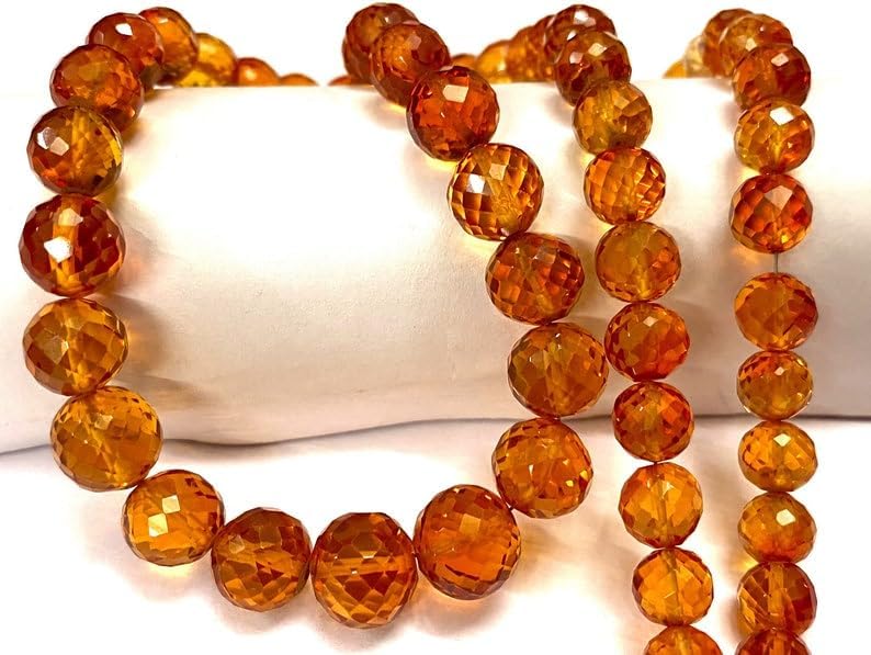Natural PADPARADSCHA Sapphire roundelle facated Beads 7-9 MM 18 inch Long String Jewelry Making Gemstone Beads for Necklace Bracelet
