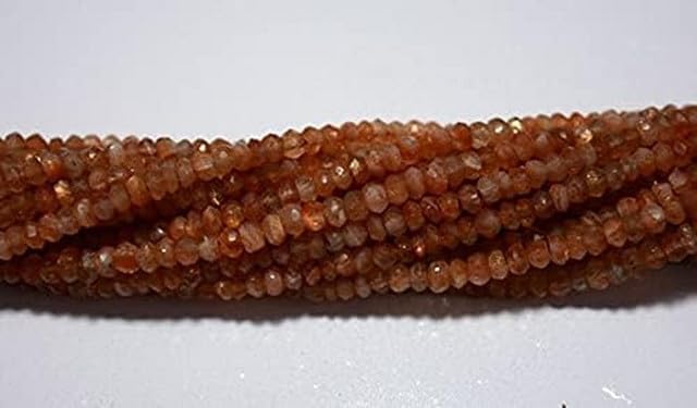 3.5mm Sunstone Beads, Faceted Rondelle Beads, Gemstone Beads, 13.5 Inch lot of 10 Strands CHIK-STRD-96463