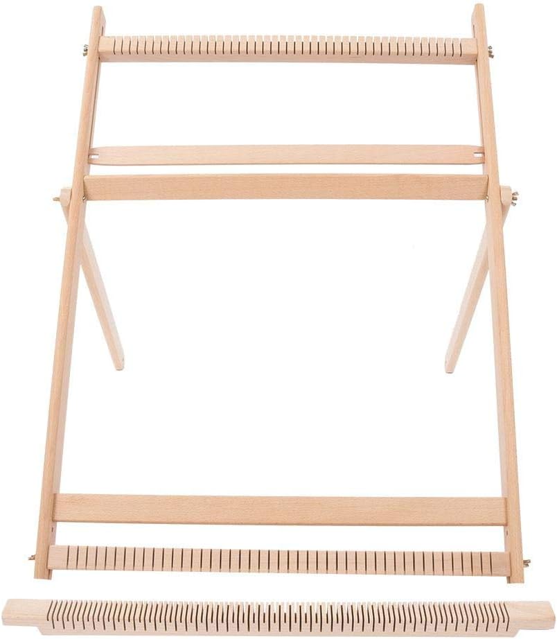Weaving Looms with Stand, Wooden Multi-Craft Weaving Loom Kit Adjustable Weaving Frame Solid Wood Blanket Scarf DIY Loom Sewing Machine, for Handkerchiefs, Cup Holders, Drawstring Bags