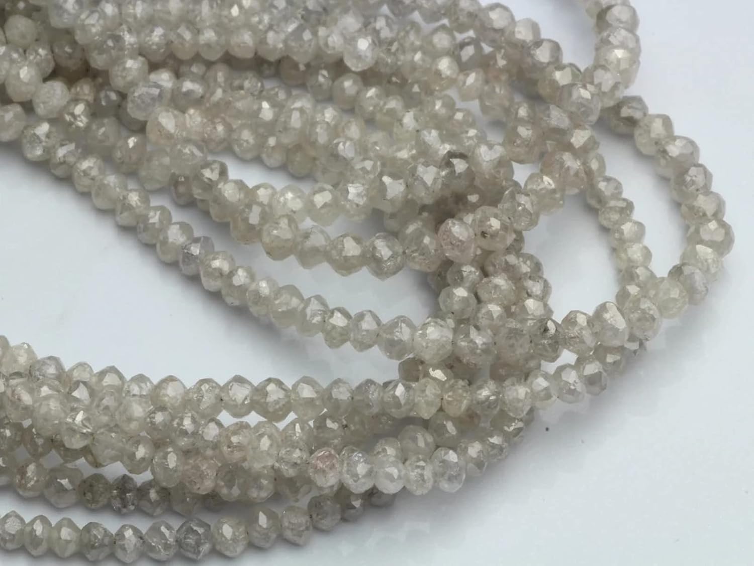 1 Strand Gray Diamond 2.2mm Faceted Rondelles Beads Natural Precious Diamond Beads 16