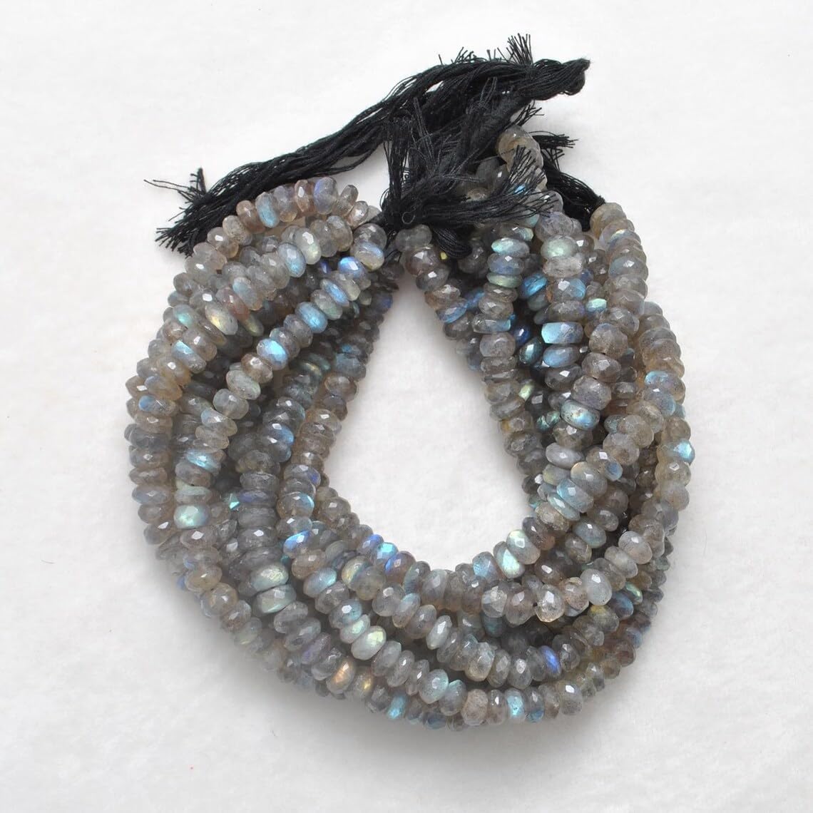 Kanika Creations Labradorite Gemstone Beads – 7-9mm Faceted Rondelle/Tyre Shape, 10.5