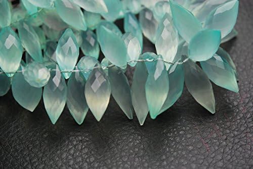 25 Pcs of Extremely Beautiful,Super Finest,Aqua Chalcedony Faceted Dew Drops Briolettes 11-12mm Large Size