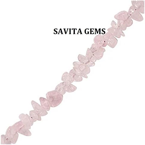 Natural Rose Quartz Chips Beads Strand 600 Ct, Free Form Gravel Uncut Pack of 5 Strand 100