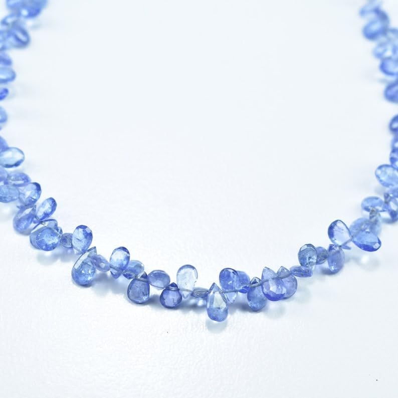 Natural Tanzanite pear Faceted Beads 3.5X5.5-4X6.5mm 8 inch Long String Jewelry Making Gemstone Beads for Necklace Bracelet