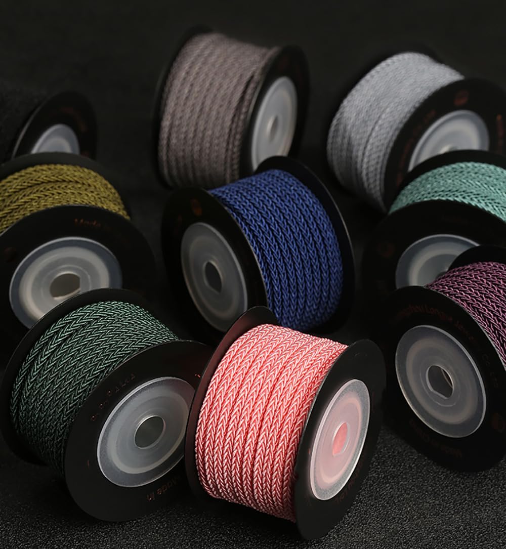 Beading String, Satin Nylon Trim Cord, Braided Cord Thread,Rattail, Macrame Thread String for Chinese Knotting, Kumihimo, Beading, Macrame, Jewelry Making, Sewing(Dark Grey)