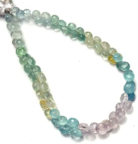 8 inch Strand of Natural Aquamarine 6-8mm Onion Faceted briolette Beads for DIY Jewelry Making. |BRIO_00630