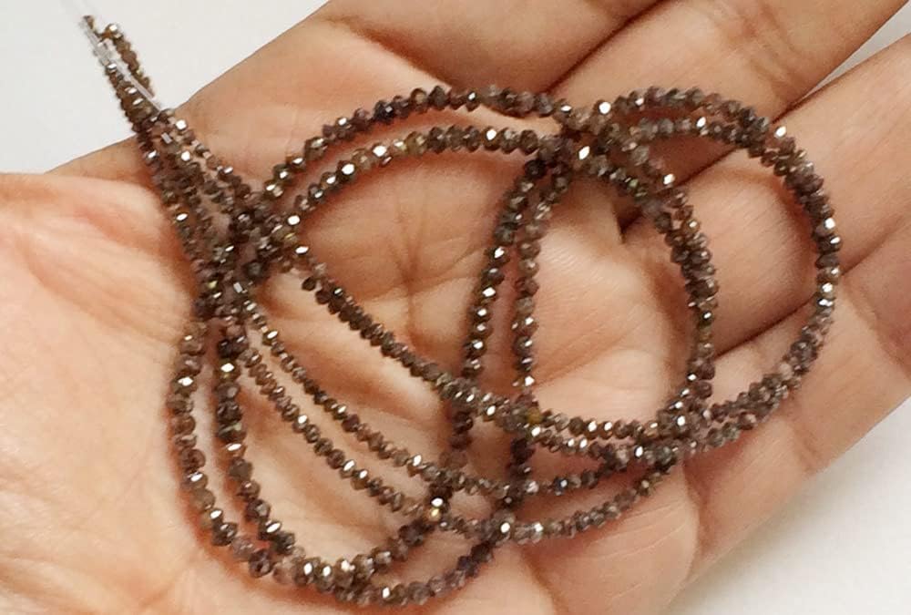 1.5-2.5mm Red Brown Faceted Diamond Rondelle Beads, Red Brown Sparkling Diamonds, Diamond Beads For Jewelry (4IN To 16IN Options) - DSA10, 1.5 MM - 2.5 MM