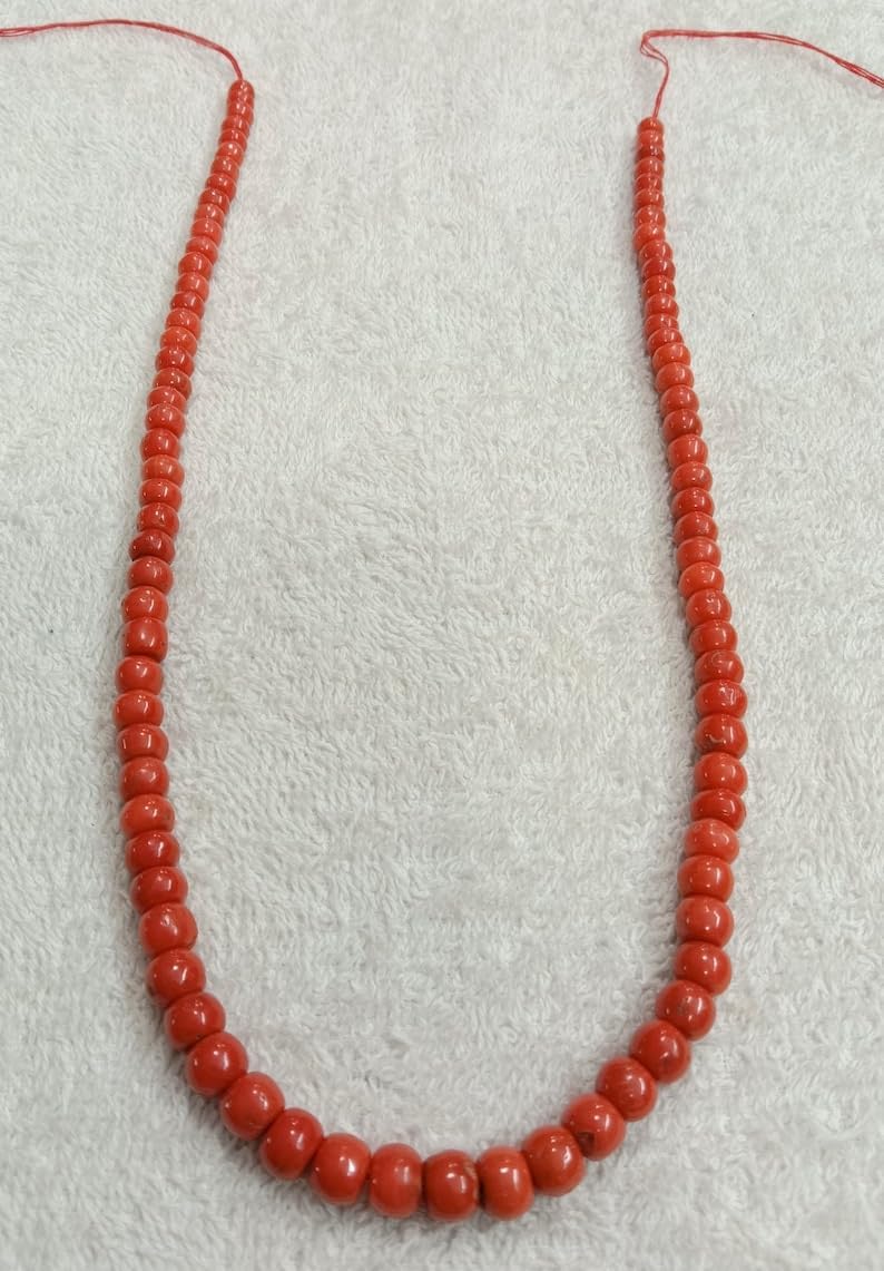 13 inch Strand of Natural gem Italian Coral, 6-8mm Rondelle Smooth Beads for DIY Jewelry Making. | Beads_04943