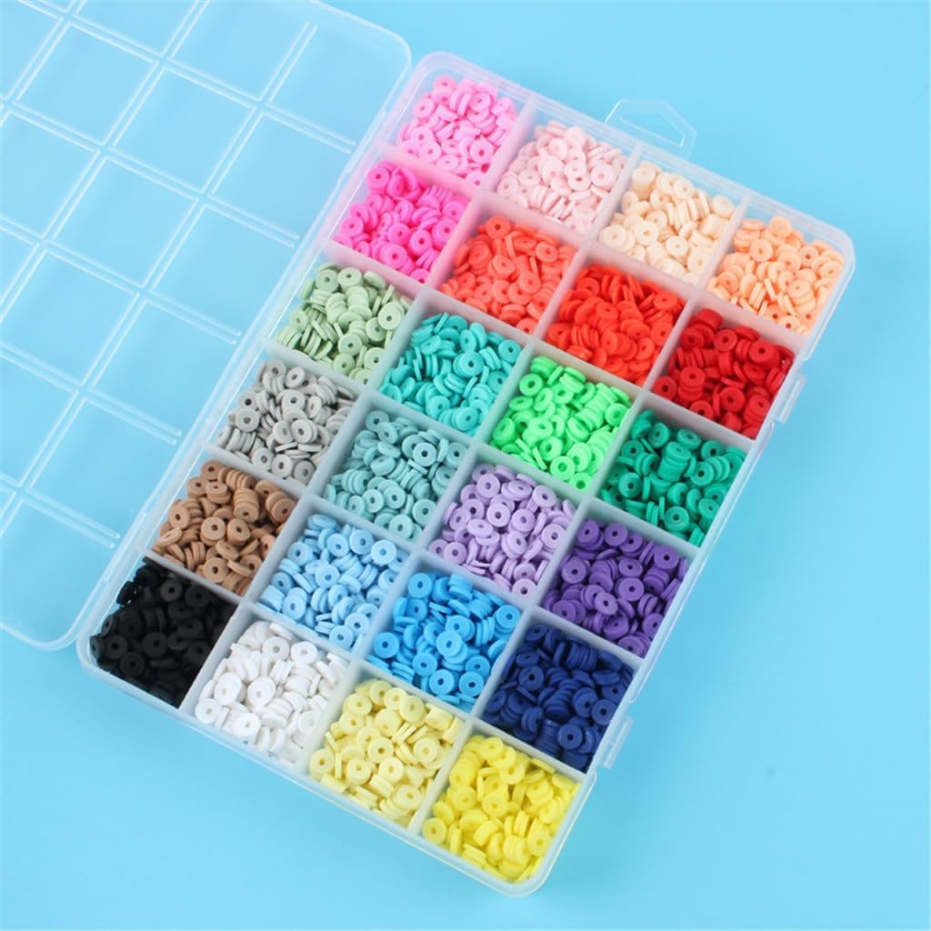 Soft Pottery Beads 6mm Thin Flakes Colorful Discs Bohemian DIY Jewelry Accessories 24 Grids