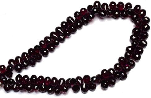 13 inch natural beads strand of 7x5-8x6mm faceted teardrop rhodolite garnet gemstone briolletes beads for DIY jewelry - necklace, bracelet, earring, ring.
