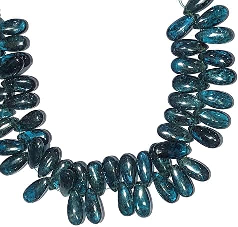 8 inch Strand of Natural Blue Moss Kyanite 15 mm Pear Smooth briolette Beads for DIY Jewelry Making. |BRIO_01081