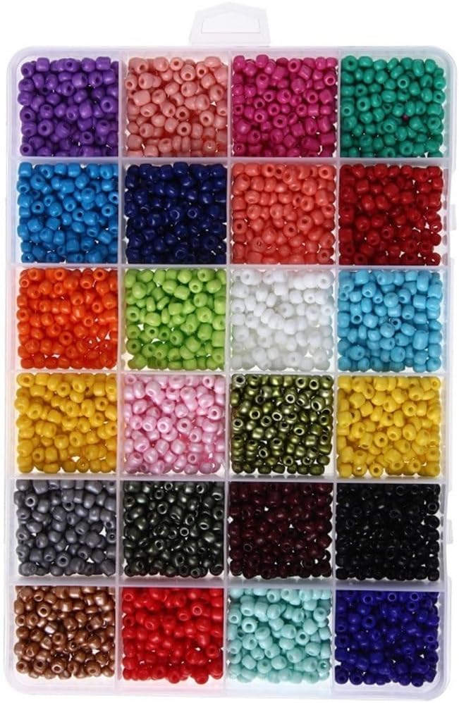 SIDUFHAOPKLL 24 Grid Lacquered Glass Rice Bead Set DIY Handmade Jewelry Bracelet Beading Material Color Combination