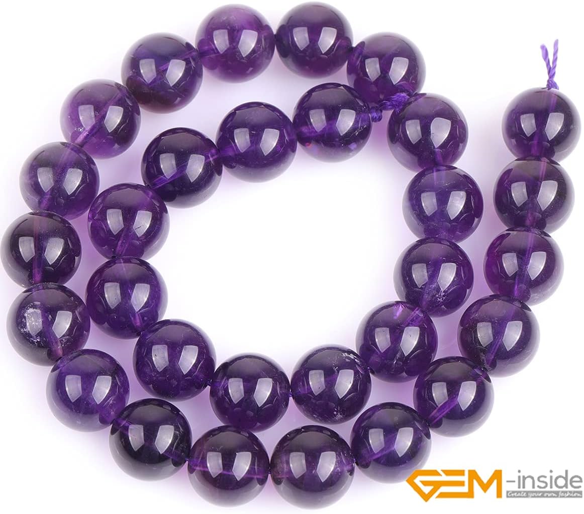 GEM-Inside Natural 14mm Amethyst Crystal Gemstone Loose Beads Purple Quartz Handmade Beads for Jewelry Making Jewelry Beading Supplies for Women