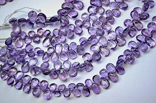 7 Inch 7x10-8x12mm Natural Pink Amethyst Smooth Pear Shape Briolette/Amethyst Pear Beads Code-HIGH-60060