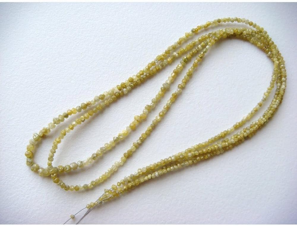1.5mm To 2.5mm Yellow Rondelle Beads, Yellow Raw Diamonds, Conflict Free Diamond, Rough Diamonds, Natural Diamond Rondelle (4IN To 8IN), 1.5-2.5 MM