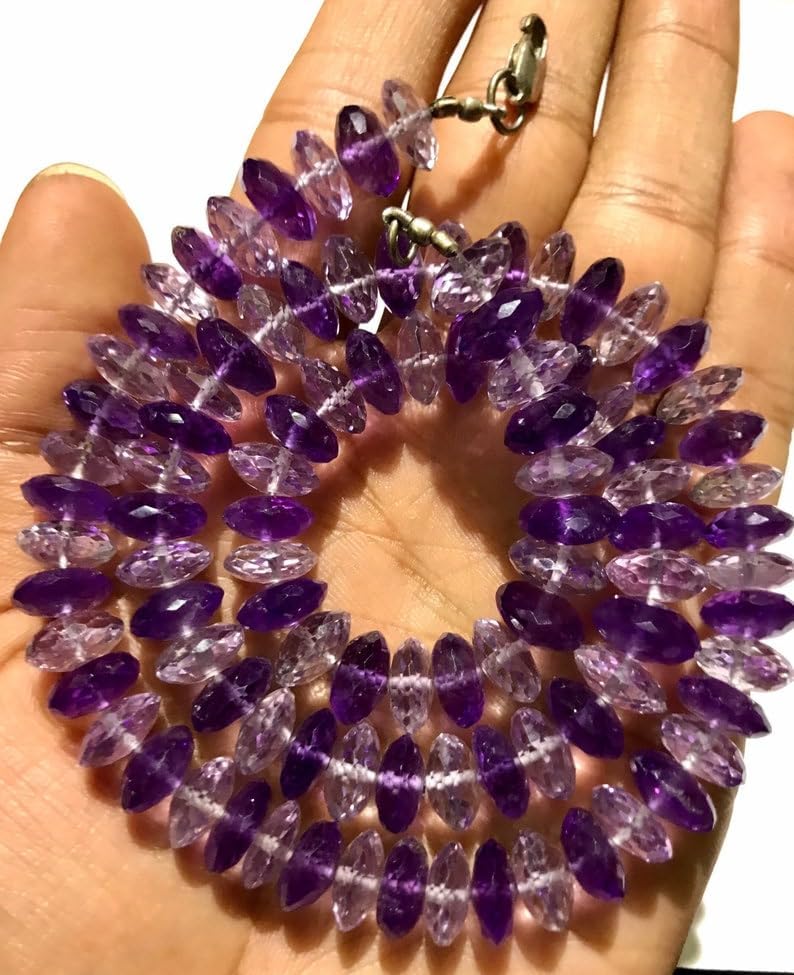 Natural Amethyst rondelle Faceted Beads 10mm 19 inch Long String Jewelry Making Gemstone Beads for Necklace Bracelet