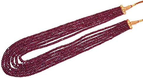 6 lines natural corundum dyed ruby rondelle faceted beads multi layered necklace-ruby necklace,3.25-4.50 mm