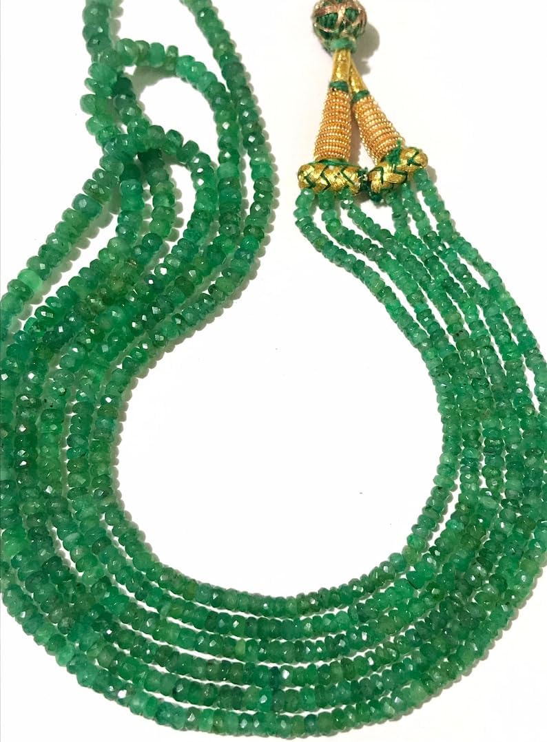 Natural Emerald Necklace RONDELLE Faceted Beads 3X5MM 18 inch Long String Jewelry Making Gemstone Beads for Necklace Bracelet