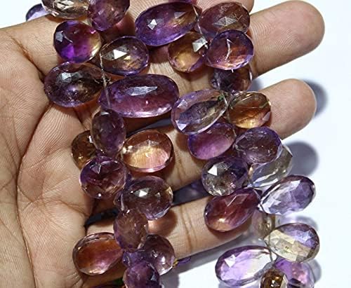8 inch Strand of Natural Ametrine 15-23mm Pear Faceted briolette Beads for DIY Jewelry Making. |BRIO_00374