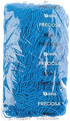 Czech Glass Seed Beads 10/0 (2.3mm Diameter) Terra Intensive Blue Strung DIY Jewelry Making Beads - 500g Bulk Bag by Preciosa (Jablonex)