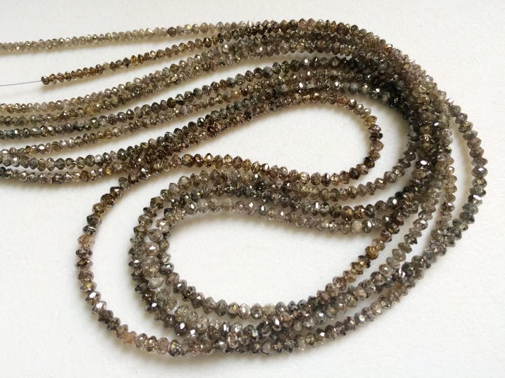 1.5-2.5mm Brown Sparkling Faceted Diamonds Beads, Brown Faceted Diamond Rondelle Beads, Brown Beads For Jewelry (4IN To 16IN Options), 1.5 MM - 2.5 MM