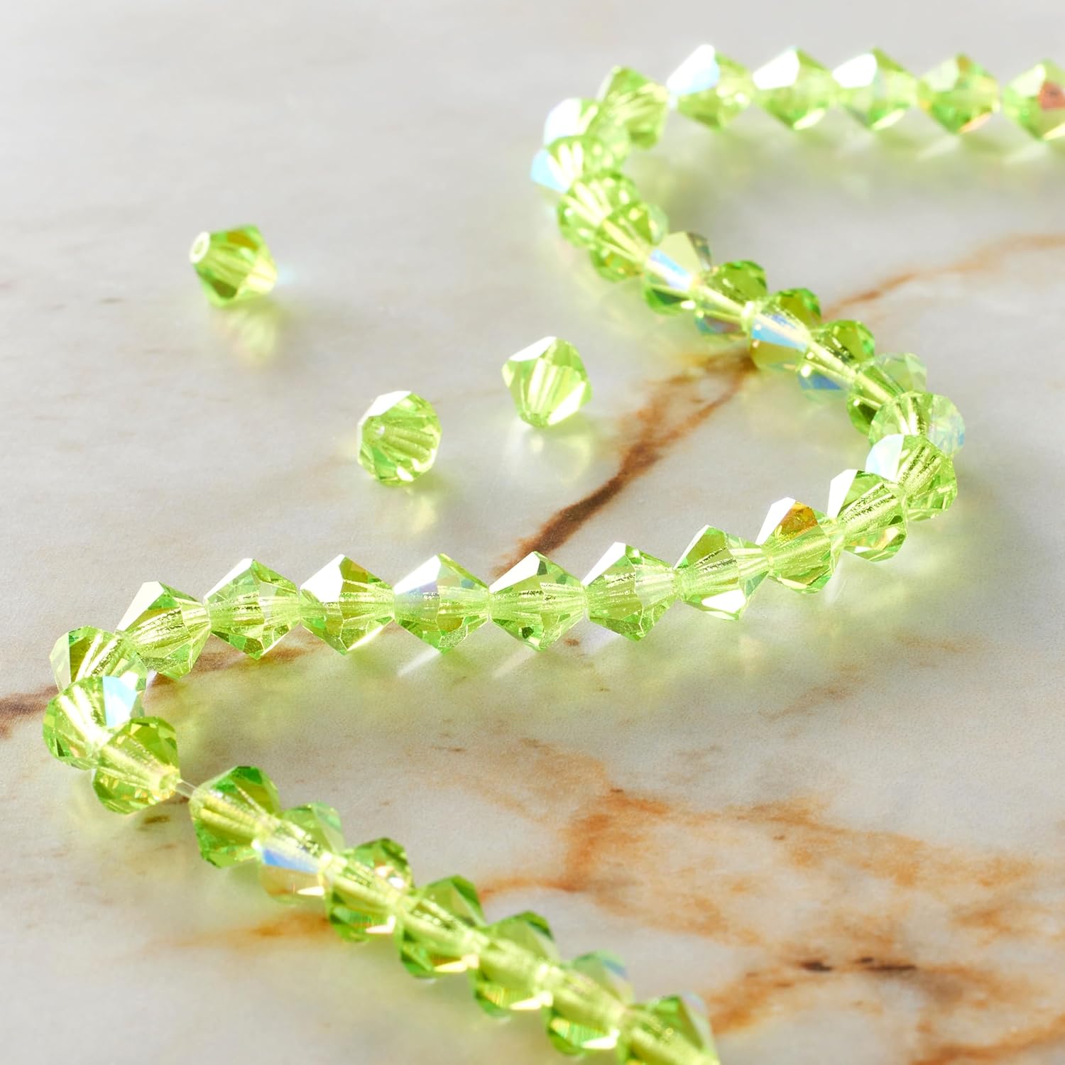 Bead Landing 6mm Preciosa Limecicle AB Glass Crystal Bicone Beads - Faceted Czech Glass Beads for DIY Jewelry Making, 12 Pack