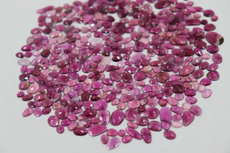 Rubellite Rosecut Polki Beads 4 * 7-7 * 9mm Rubellite Cutstone Rubellite Cabochon Loose Beads Wholesale Beads for Making Jwelery