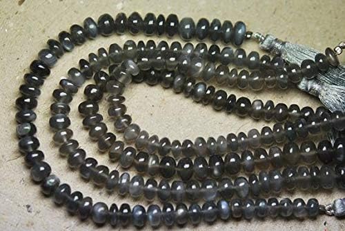8 Inch Strand, Grey Moonstone Smooth Rondelles,7-8mm Size Code-HIGH-57486