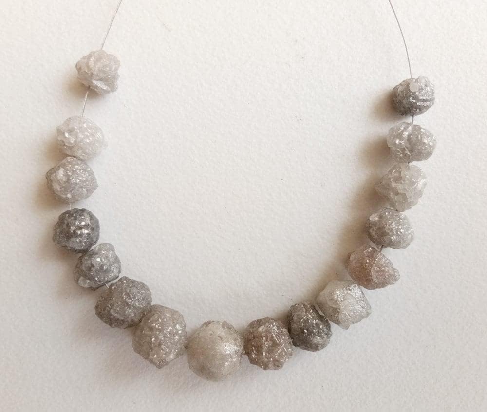 5-7mm Perfect Round Gray Raw Diamond Beads, Natural Large Rough Diamond Rondelle Beads, Gray Rough Diamond Beads (2IN To 4IN) - PUSPD170, 5-7 MM Approx.