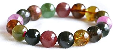 1 strands natural colorful pink green purple red tourmaline bracelet round big beads 12mm 05059