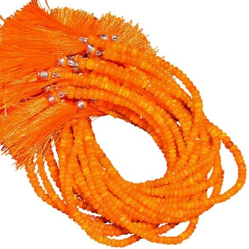 Orange Ethiopian Opal Gemstone Roundel Smooth Beads 4X4X2 mm 25 Strand 8