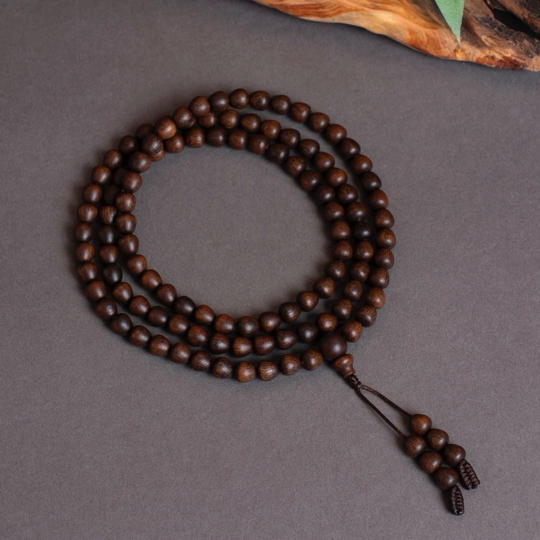 Fusen Red Clay Agarwood Beads 6×6mm*108 Pieces Sweet Plum Aroma, Cooling, Water-Sinking Grade