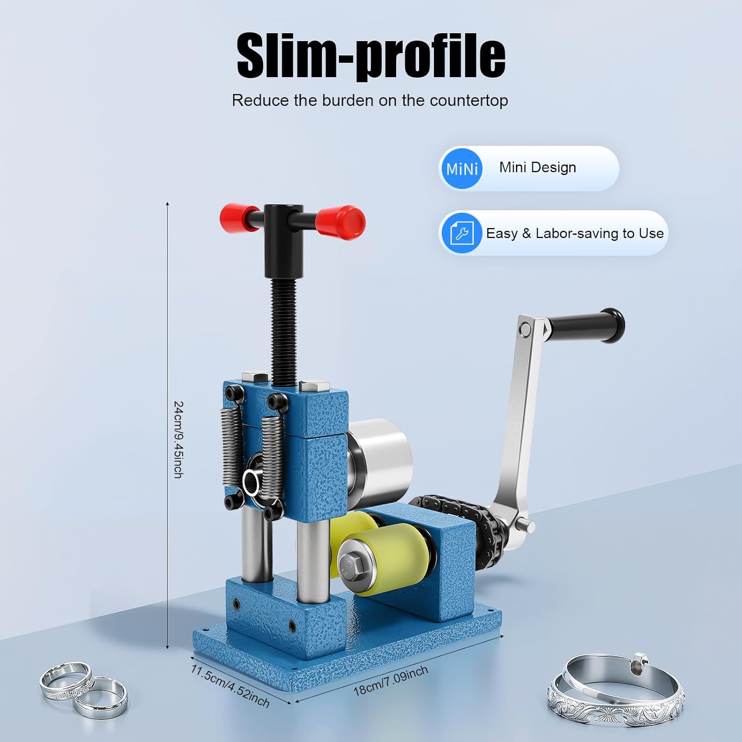 CHINEGER Hand Crank Ring Bracelet Bending Tool Jewelry Manual Bracelet Bender Metal Earring Ring Press Bending Machine with Rotatable T-Bar for Jewelry Store, Craft Room, Home Use